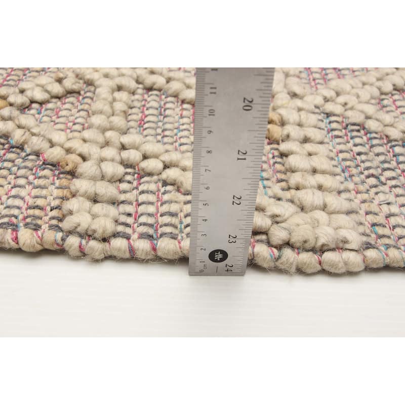 ECARPETGALLERY Braid weave Sienna Grey Wool Rug - 5'0 x 8'2