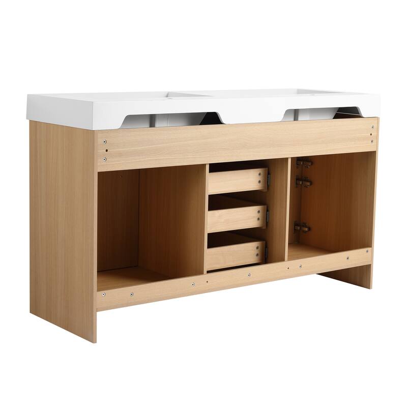 Beingnext 48"/60" Bathroom Vanity with Sink, Freestanding Bathroom Vanity with 6 Drawers and 2 Doors