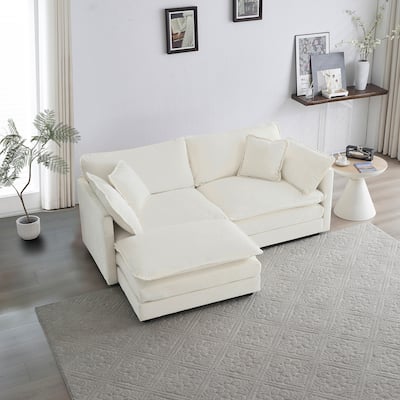 Modern L shaped sectional sofa with footstool for small space living