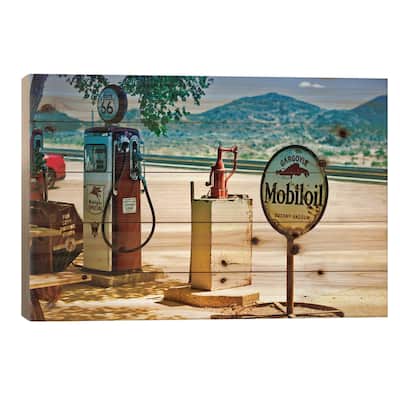 View From A Gas Station Along U.S. Route 66 Print On Wood by Philippe Hugonnard - Multi-Color