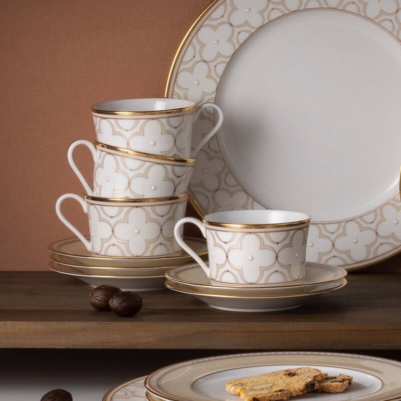 Noritake Trefolio Gold Set Of 4 Teacups, 7-1/2 oz.