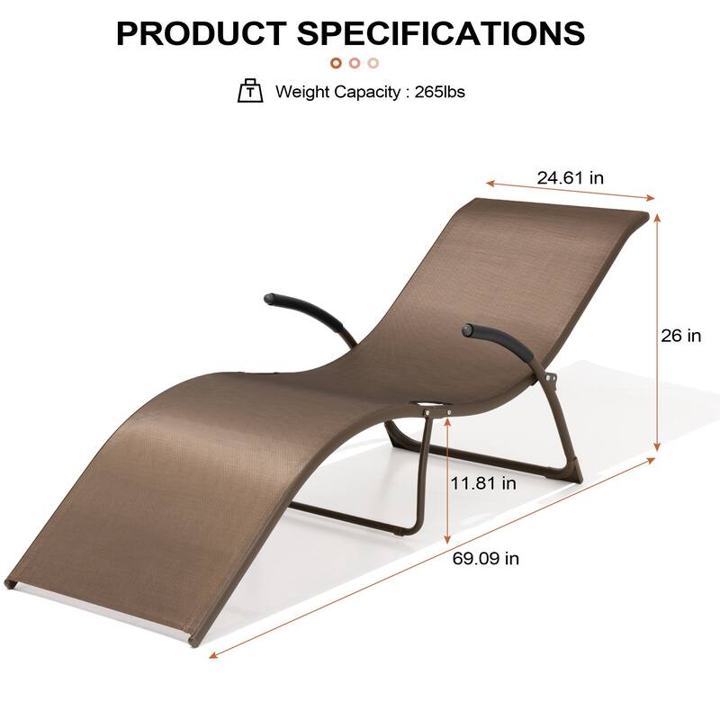 Crestlive Products Outdoor Aluminum Chaise Lounge Chair with Adjustable Backrest