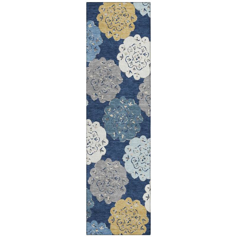 Machine Washable Indoor/ Outdoor Global Motif Chantille Rug