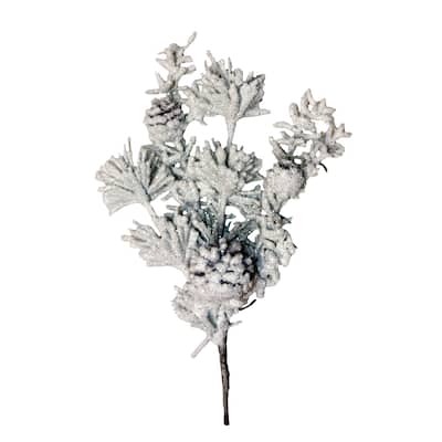 12" Christmas Artificial Snowy Pine Branch Pick, Set of 4 - 12