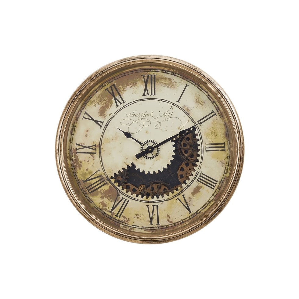 30 in Large Gear Mechanism Brown Wall Clock - 30 in