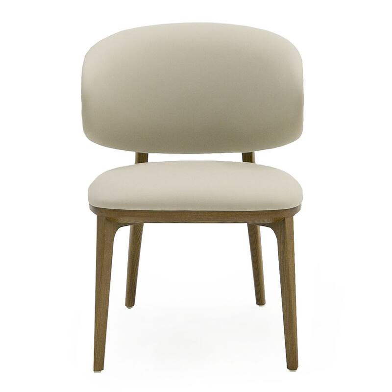 Modrest Chance Contemporary Cream Fabric and Brown Leatherette Walnut Dining Chair (Set of 2)