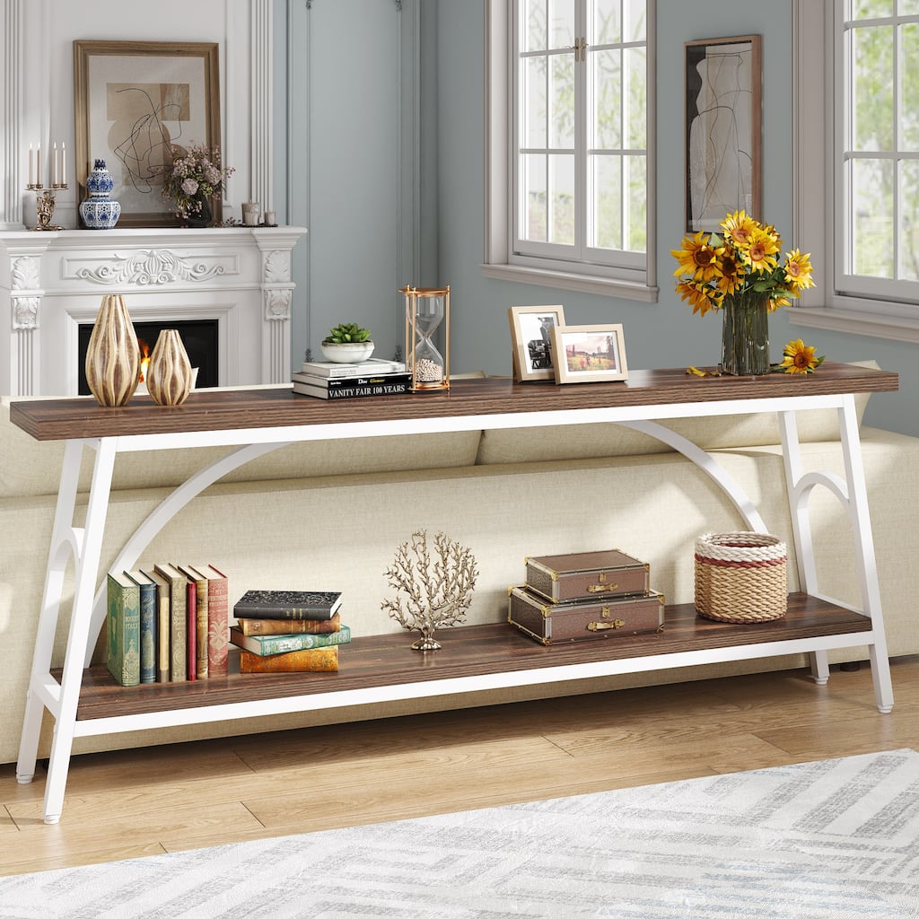 70.8”Sofa Tables, 2 Tier Extra Long Console Tables for Entryway