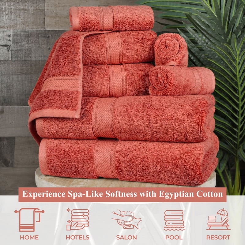 Superior Luxury Egyptian Cotton Bath Towel Set of 4 Ultra Plush, Heavyweight, Absorbent Spa & Hotel Quality Bath Towels Set