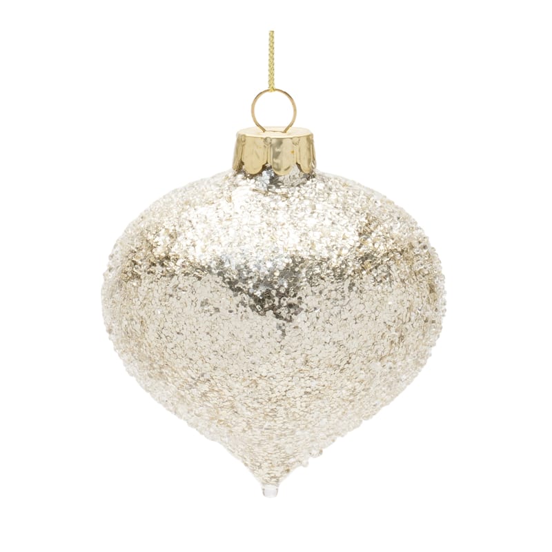 Ball Ornament (Set of 12) 3"D, 3.5"H Glass - 3” x 3” x 3.5” (L x W x H)