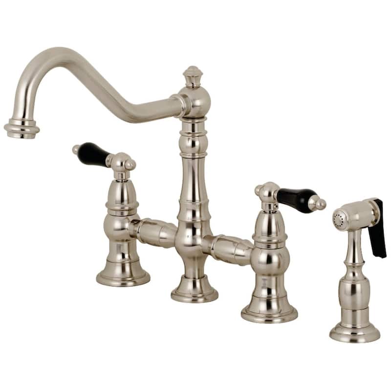 Kingston Brass Duchess Bridge Kitchen Faucet with Brass Sprayer - Brushed Nickel
