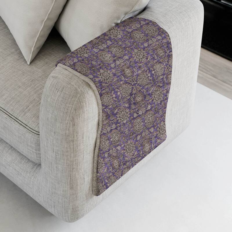Premium Machine Washable Classic Traditional Sherpa Throw Blanket - Purple - 4'2" x 5'10"