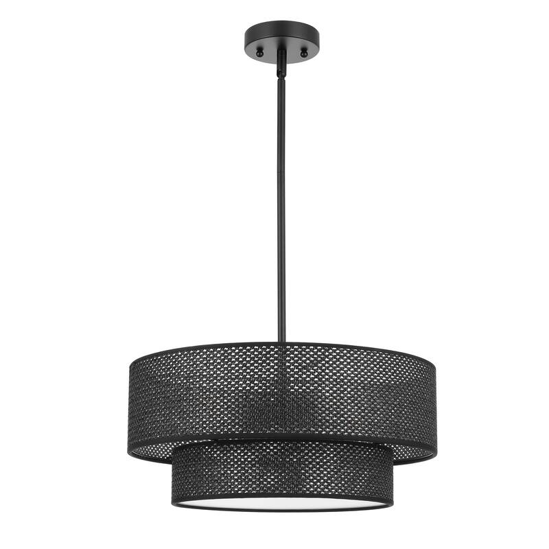 Modern Chandelier 18" 4-Light Black Woven Rattan Shade