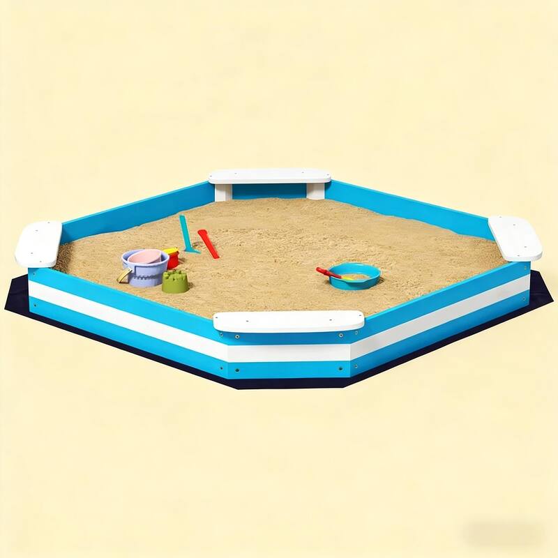 GDFStudio Outdoor Rowan Fir Wood Kids Sandbox with Seating and Liner