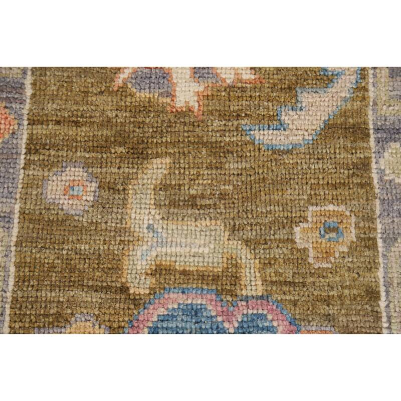 Hand Knotted Oriental 100% Wool Carpet Transitional Floral Multi-Colored Oushak Area Rug - 9' 5'' X 8' 2''