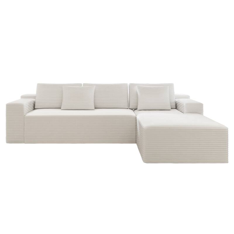 104" Sectional Couch with L-Shape Chaise, Modern Upholstered Couches with Deep Seat, Corduroy Sponge Compressed Sofa