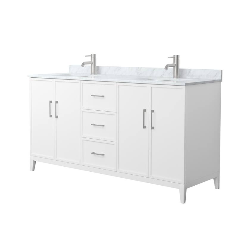 Wyndham Collection WCH717166D-CM-UNSMXX Elan 66" Free Standing Double - White / Brushed Nickel Hardware