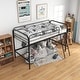 preview thumbnail 1 of 4, Metal Twin Loft Bed with Full-Length Guardrails and Storage Steps, Black Black