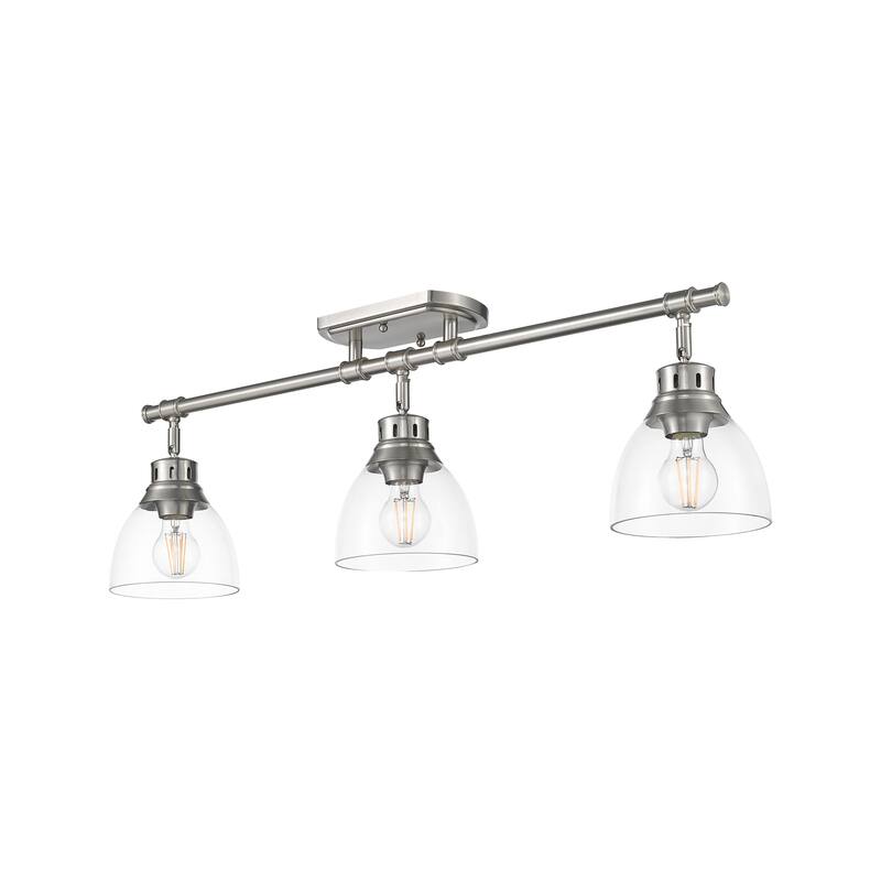 Yep by Golden Lighting Duncan 3-light Semi-Flush Mount in Pewter and Clear Glass - 3-Light Semi-flush