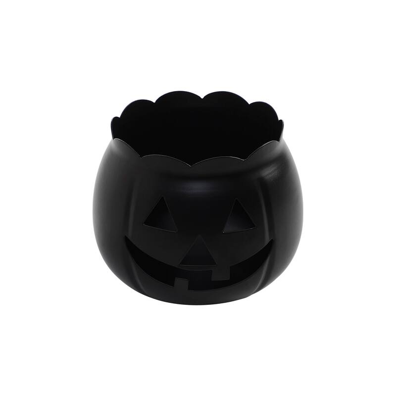 Jack-O-Lantern Candle Holder Black 4.25x5.25x5.25 - N/A