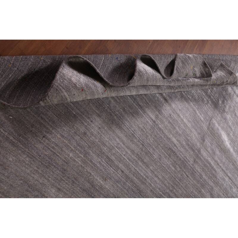 Gray Gabbeh Oriental Area Square Area Rug Handmade Silk Carpet - 9'11"x 10'7"