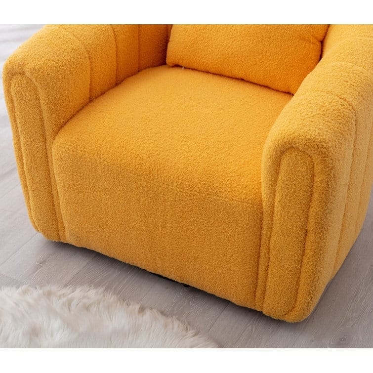 Ebello Oversize Velvet Swivel 360° Rotation Barrel Comfy Round Armchair With Pillow For Living Room Bedroom