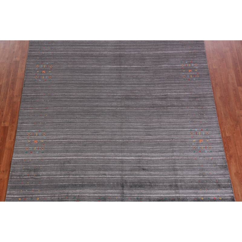 Hand Knotted Oriental 100% Wool Carpet Tribal Tribal Greys & Charcoal Gabbeh Area Rug - 10' 0'' X 7' 10''