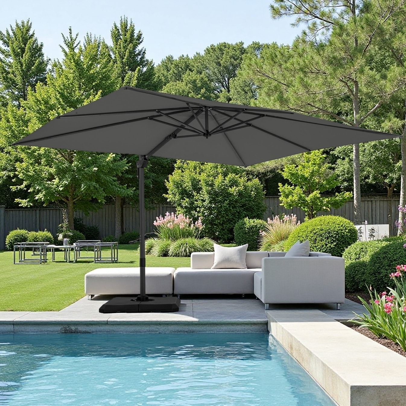 12 ft tilt patio umbrella LAUSAINT HOME 12FT Deluxe Cantilever Cantilever Umbrell Lausaint Home Upgrade your outdoor space with this cantilever umbrella for reliable Crestlive Products 12ft Aluminum Double