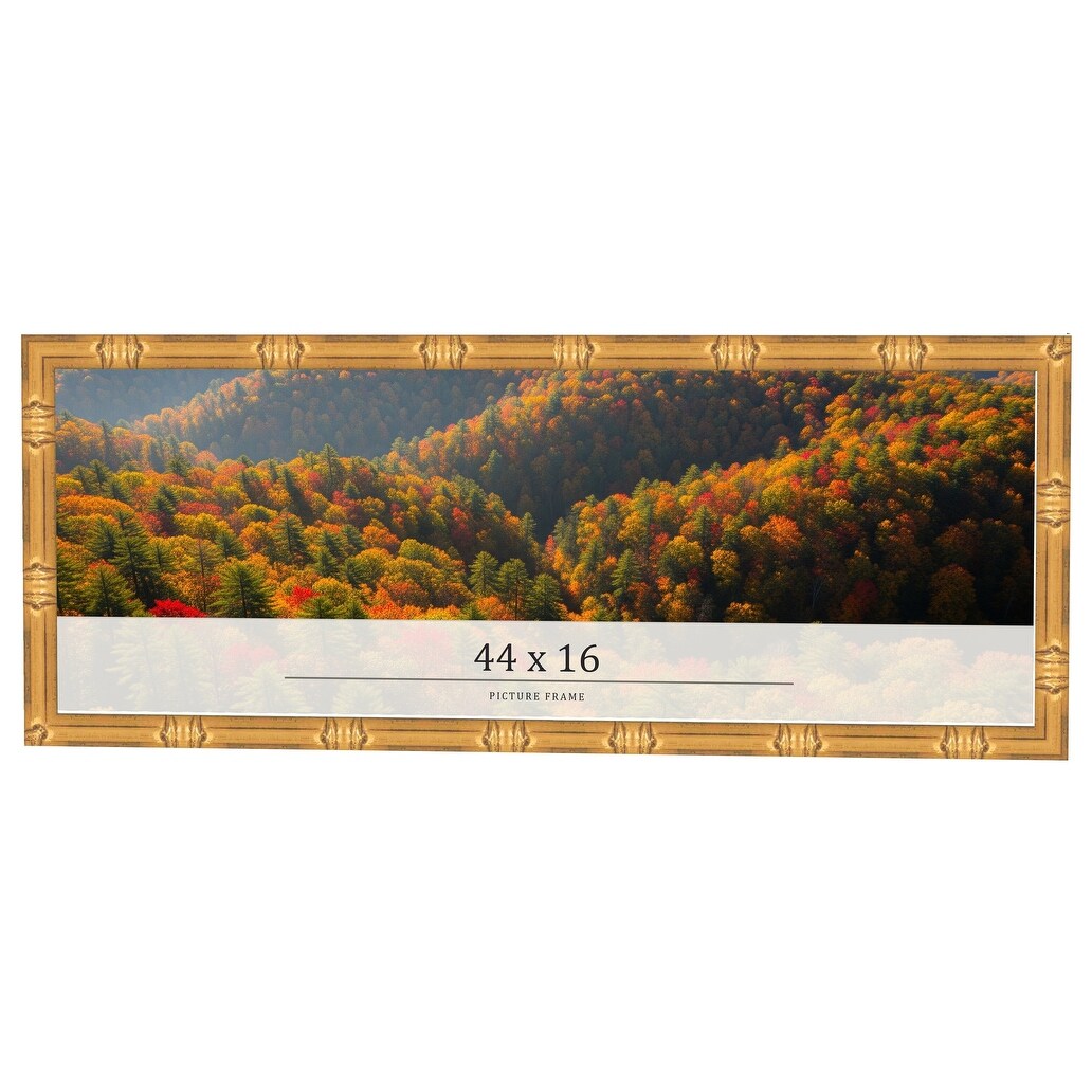 44x16 Frame Gold Bamboo Solid Wood Picture Frame | 1 Inch Moulding