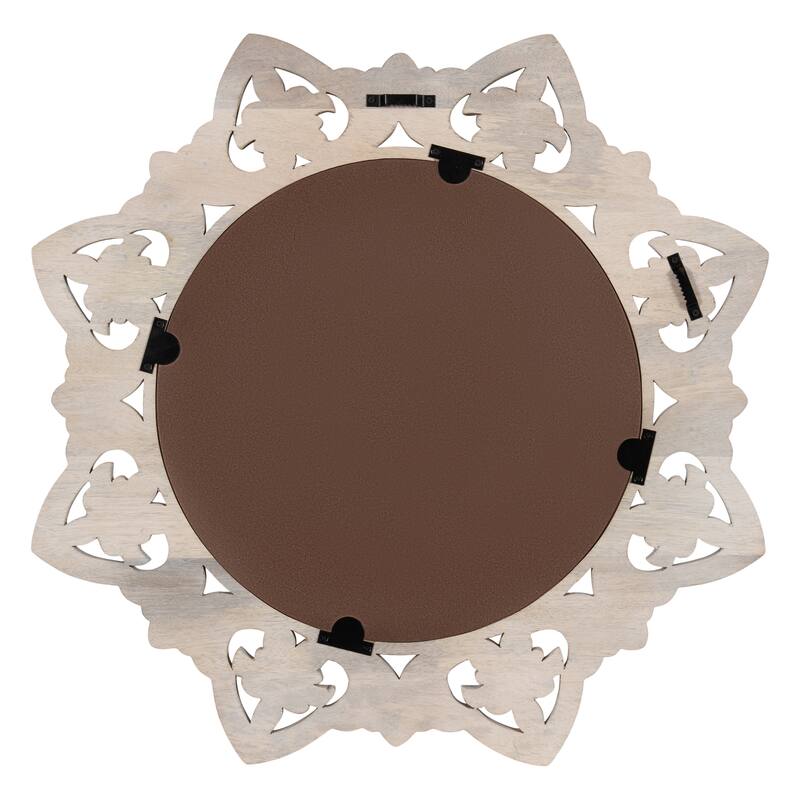 Kate and Laurel Meera Carved Wood Mirror - 28x28