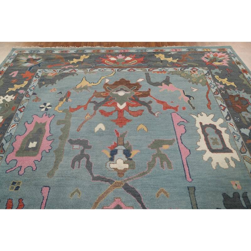 Floral Oushak Indian Area Rug Handmade Wool Carpet - 9'3"x 11'11"