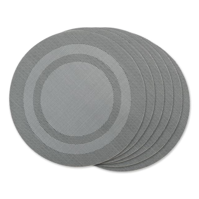 Design Imports Silver Doubleframe Kitchen Placemat Set (Set of 6) - Gray - Round