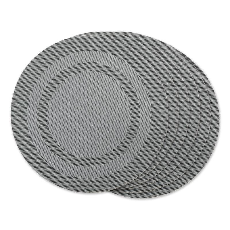 Design Imports Silver Doubleframe Kitchen Placemat Set (Set of 6) - Round - Gray
