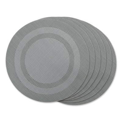 Double Framed Round Placemats - 13.75" - Gray - Set of 6