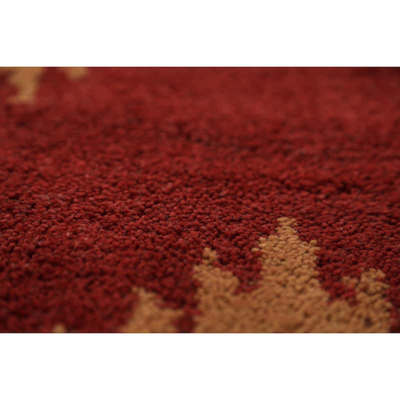 Hand Knotted Oriental 100% Wool Carpet Modern Geometric Red Moroccan Area Rug - 11' 8'' X 8' 11''