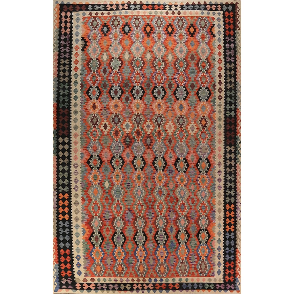 Southwestern Kilim Oriental Large Rug Hand-Woven Wool Carpet - 10'5"x 15'9"
