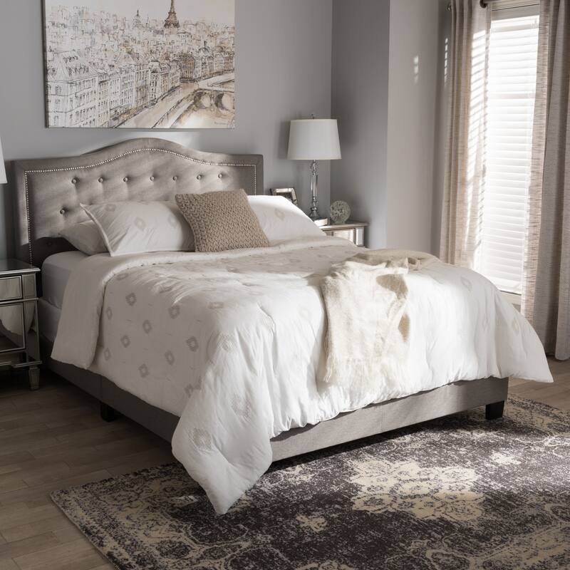 King Size Bed Fabric Upholstered Grey Bedroom Furniture Modern Design