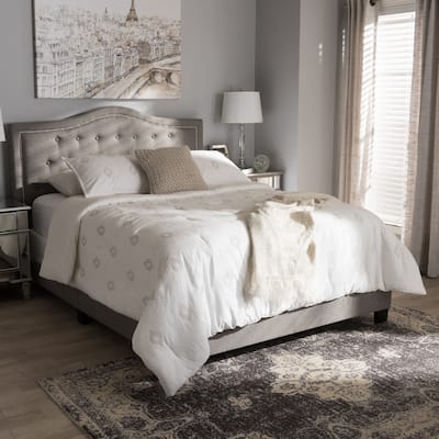 King Size Bed Fabric Upholstered Grey Bedroom Furniture Modern Design