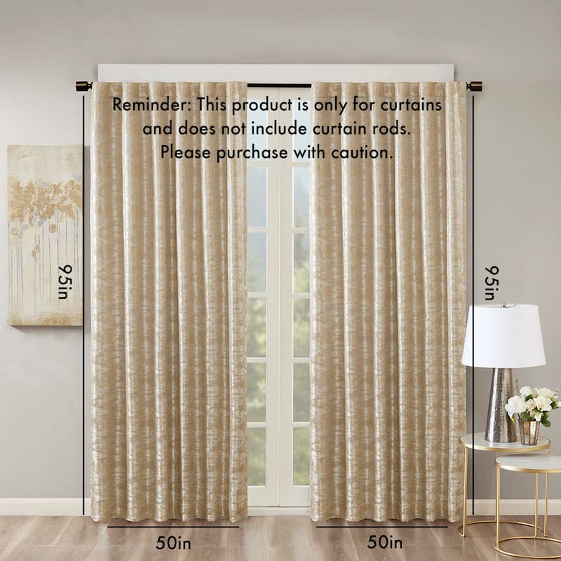 Jacquard Lined Total Blackout Rod Pocket/Back Tab Curtain Panel(Only 1 Pc Panel) - Gold - 95 Inches