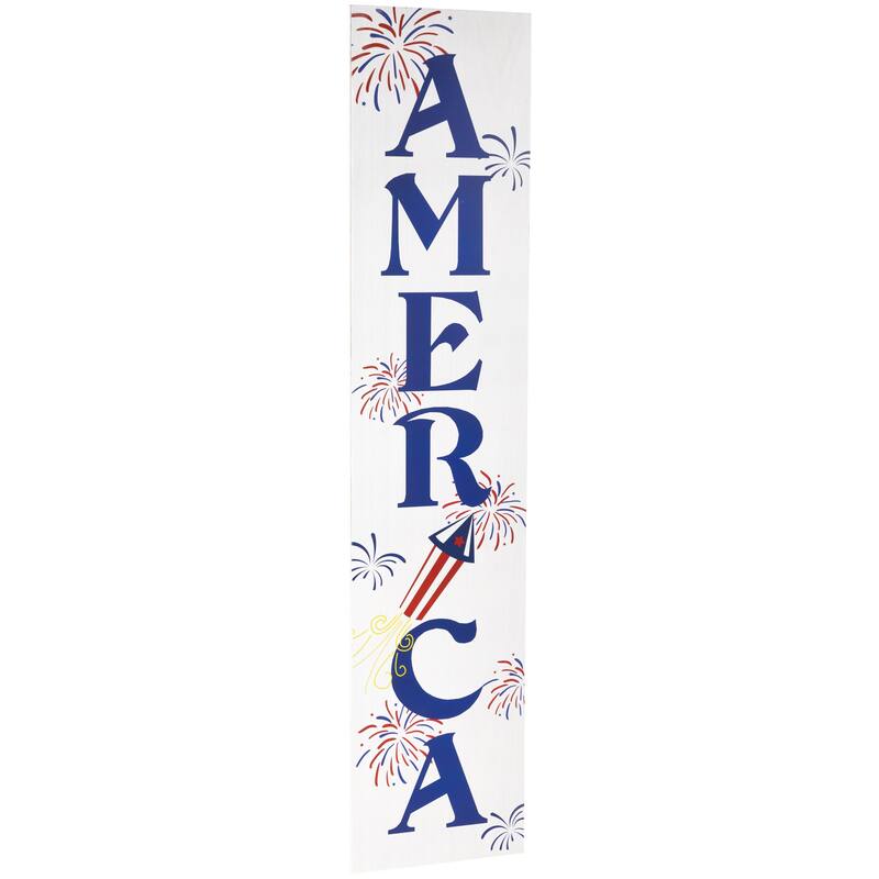 Patriotic "America" Fireworks Wooden Wall Sign - 36"