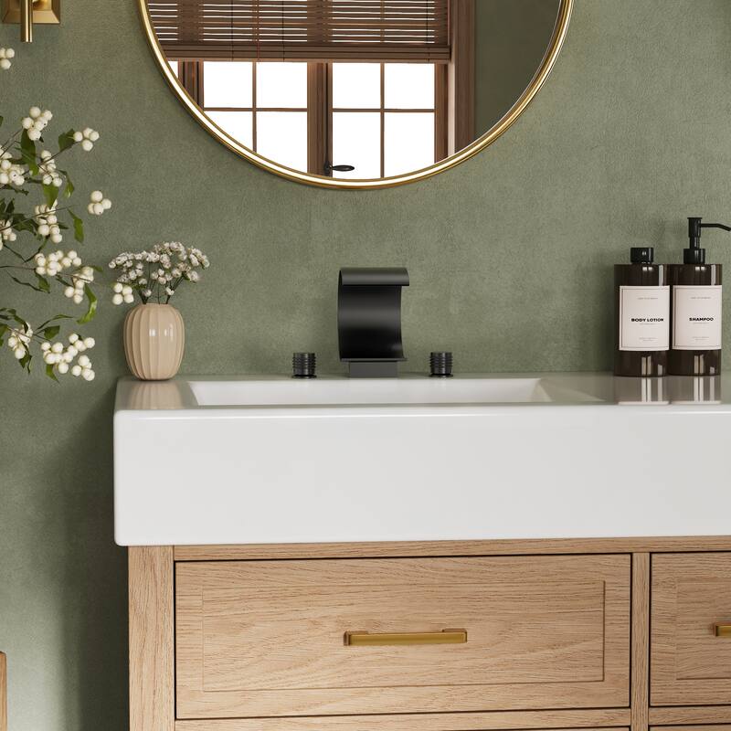 Widespread Bathroom Faucet 3 Hole, 2-handle Bathroom Sink Faucet with Drain Assembly