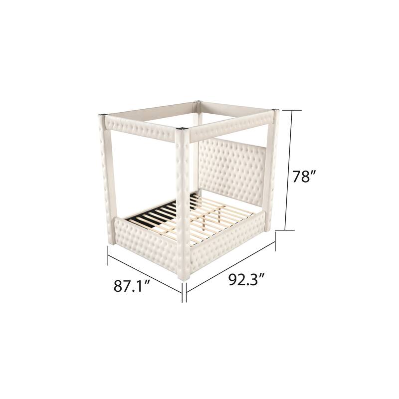 Monica Modern Style Crystal Tufted 4PC/5PC Vanity Bedroom Set Made with Wood