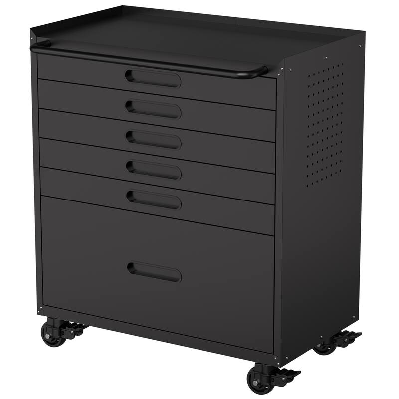 34.3" Rolling Tool Chest with 6 Drawers Mobile Garage Cabinet Organizer, All-Drawer Design for Small Parts & Tools