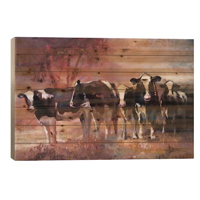 Cows Print On Wood by Willem Haenraets - Multi-Color