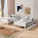 preview thumbnail 2 of 8, White Twin over Full Size Pine Wood Bunk Bed with Ladder, Two Storage Drawers, Safety Guardrail