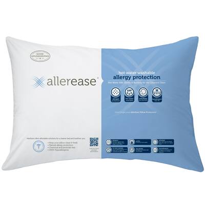 AllerEase Hot Water Washable Pillow, 2 Pack - White
