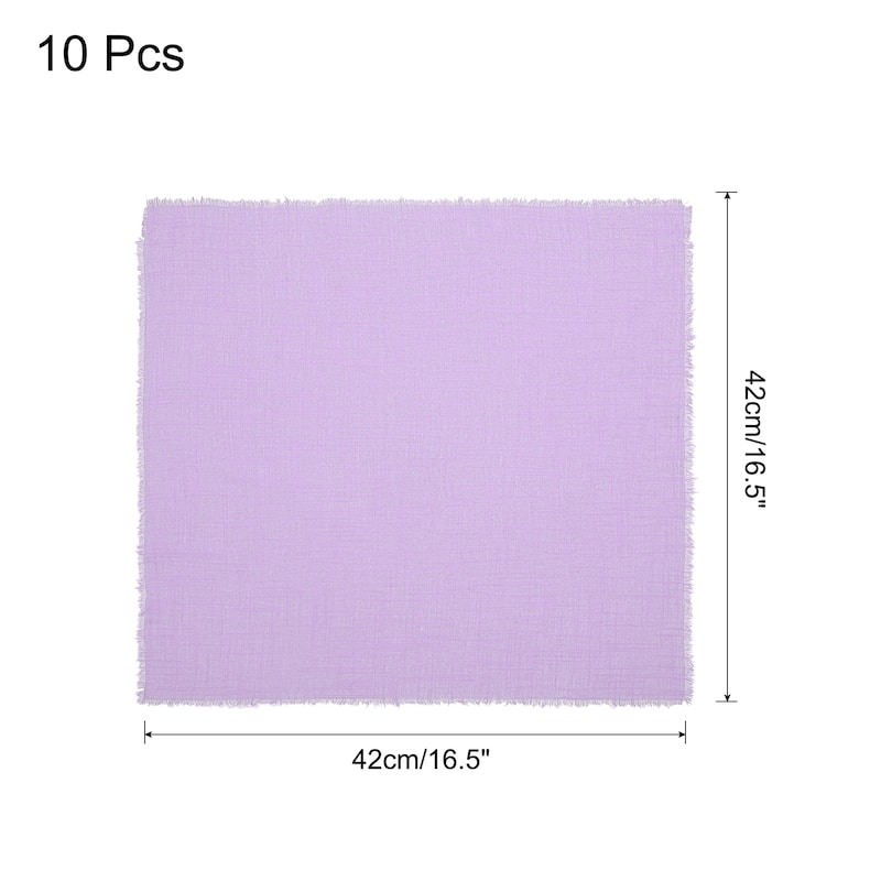 10pcs Cloth Napkins 16.5x16.5 Inches Cotton Linen Napkins with Fringe - Light Purple
