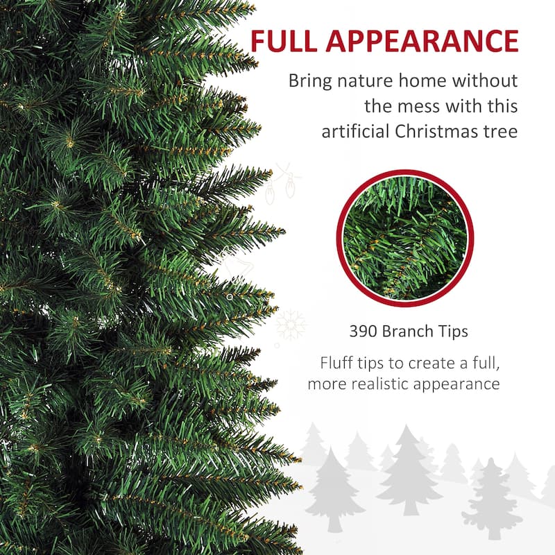 HOMCOM 6-foot Slim Hinged Noble Fir Pencil Christmas Tree with Stand - 5.89 ft