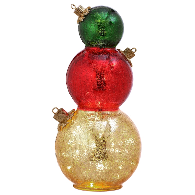 13.5"Led Glass Triple Ornament Table Piece