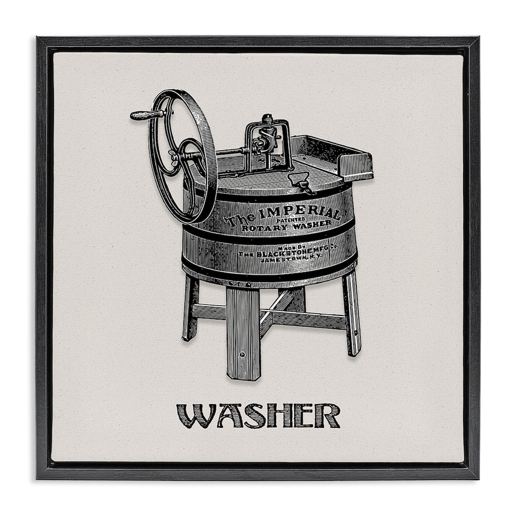 Stupell Antique Rotary Washer Framed Floater Canvas Wall Art Design By Val Rhodes
