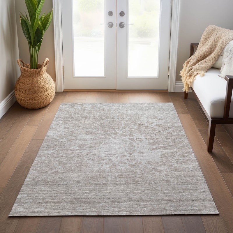 Machine Washable Indoor/ Outdoor Chantille Modern Vintage Floral Rug